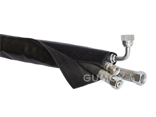 Ochranný návlek TEXWRAP so suchým zipsom na hadice a trubky, 75mm, nylon potiahnutý PU, 180°C, čierny